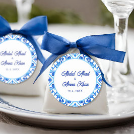 モロッコブルーパターンイスラム結婚教徒 ラウンドシール