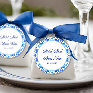 モロッコブルーパターンイスラム結婚教徒 ラウンドシール