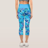 モロッコブルー大理石の美しい水彩模様 カプリレギンス (裏面)