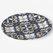 モロッコブルー金ゴールド幾何装飾タイル ペーパープレート (アングル)