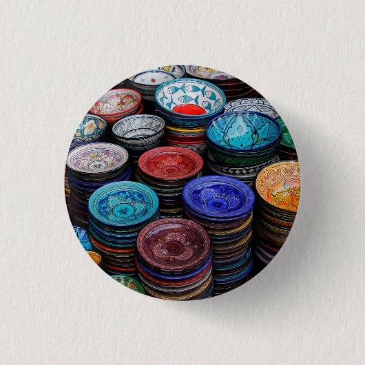 モロッコプレートアットマーケット 缶バッジ (正面)