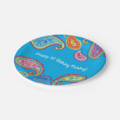 モロッコペイズリーかわいいボホバースデーパーティー ペーパープレート (アングル)