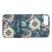 モロッコペイズリーフローラリーフパターンピーコックブルー Case-Mate iPhoneケース (裏面(横))