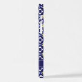 モロッコボヘミアン黄色の花の青いパターン iPhoneケース (左側面)