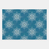 モロッコポルトガル語ブルーアズレジョスのタイル模様 ラッピングペーパーシート (正面)