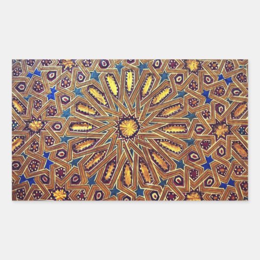 モロッコモザイクイスラム装飾アラブ図形 長方形シール (正面)