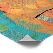 モロッコモザイクジンジャーをターコイズ背景に ポスター (角)