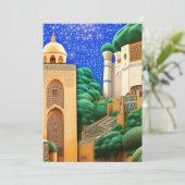 モロッコモザイクブルーの空の星が緑のイードムバラク 招待状 (スタンド正面)