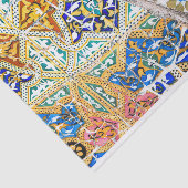 モロッコモザイクブルーオレンジブラックフローラルパターン 薄葉紙 (詳細)