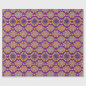 モロッコモザイクボホ幾何学的金ゴールド花（紫） ラッピングペーパー (フラット)