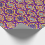 モロッコモザイクボホ幾何学的金ゴールド花（紫） ラッピングペーパー (角)