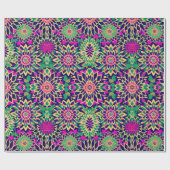 モロッコモザイクボホ幾何学花金ゴールド紫 ラッピングペーパー (フラット)