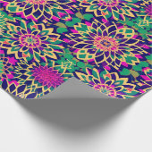 モロッコモザイクボホ幾何学花金ゴールド紫 ラッピングペーパー (角)