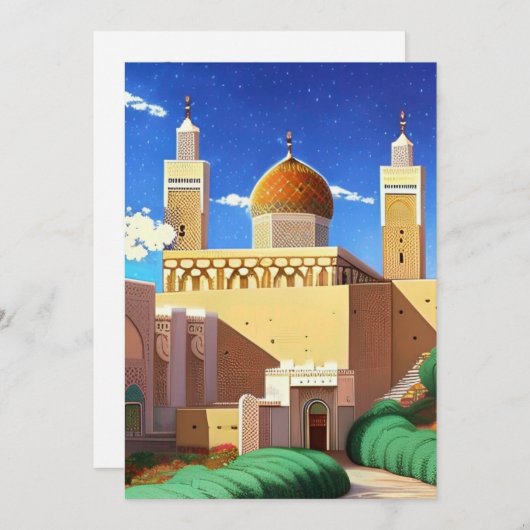 モロッコモザイクモダンアートEid Mubarak 招待状 (正面/裏面)