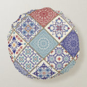 モロッコモザイクヴィンテージクラシックパターン ラウンドクッション (裏面)