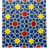 モロッコモザイク幾何学的パターンデザインタイル シャワーカーテン (正面)