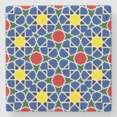 モロッコモザイク幾何学的パターンデザインタイル ストーンコースター (正面)