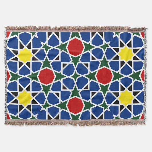 モロッコモザイク幾何学的パターンデザインタイル スローブランケット (正面)