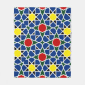 モロッコモザイク幾何学的パターンデザインタイル フリースブランケット (正面)