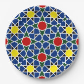 モロッコモザイク幾何学的パターンデザインタイル ペーパープレート (正面)