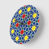 モロッコモザイク幾何学的パターンデザインタイル ラウンド壁時計 (傾斜)