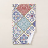 モロッコモザイク幾何学的ヴィンテージパターン バスタオルセット (ハンドタオル)