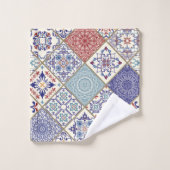 モロッコモザイク幾何学的ヴィンテージパターン バスタオルセット (ウォッシュタオル)