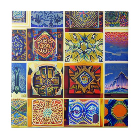 モロッコモザイク抽象芸術数々のアートカラー タイル (正面)