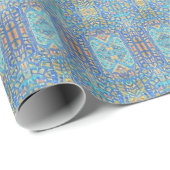 モロッコモザイク数々のカラー金ゴールドターコイズブルー ラッピングペーパー (ロールコーナー)