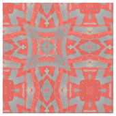 モロッコモザイク模様の赤いグレーモダン ファブリック (クローズアップ)