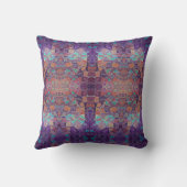 モロッコモザイク赤紫ターコイズ幾何学芸術 クッション (裏面)