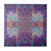 モロッコモザイク赤紫ターコイズ幾何学芸術 タイル (正面)