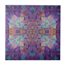 モロッコモザイク赤紫ターコイズ幾何学芸術