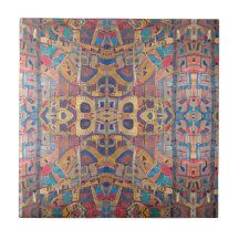 モロッコモザイク赤金ゴールドターコイズ幾何学芸術c