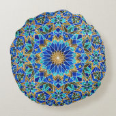 モロッコモザイク：アラビア語シームレスデザイン ラウンドクッション (裏面)