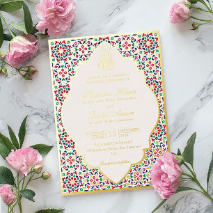 モロッコモザイク テラコッタストーン イスラム婚礼 箔招待状