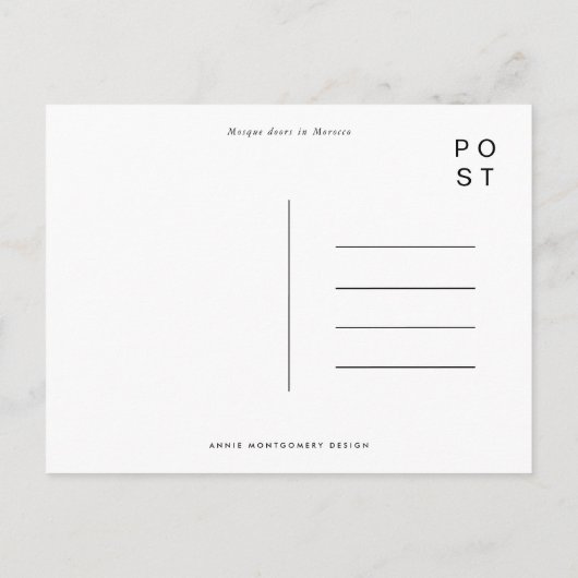 モロッコモスクのドア水彩旅行はがき インビテーションポストカード (裏面)