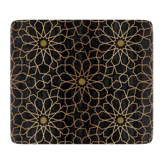 モロッコモダン金ゴールド黒パタ地中海のーン カッティングボード (正面)