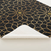 モロッコモダン金ゴールド黒パタ地中海のーン シェルパブランケット (3/4)