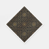 モロッコモダン金ゴールド黒パタ地中海のーン スタンダードランチョンナプキン (角)