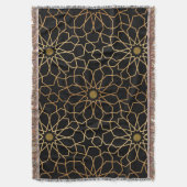 モロッコモダン金ゴールド黒パタ地中海のーン スローブランケット (正面縦)