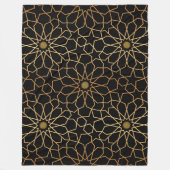 モロッコモダン金ゴールド黒パタ地中海のーン フリースブランケット (正面)