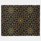 モロッコモダン金ゴールド黒パタ地中海のーン フリースブランケット (正面(横))