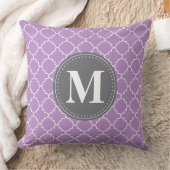 モロッコモノグラムのラティス薄紫/グレー クッション (ブランケット)
