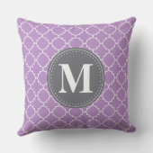 モロッコモノグラムのラティス薄紫/グレー クッション (裏面)