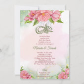 モロッコランタンピンクの花イスラーム結婚の 招待状 (裏面)