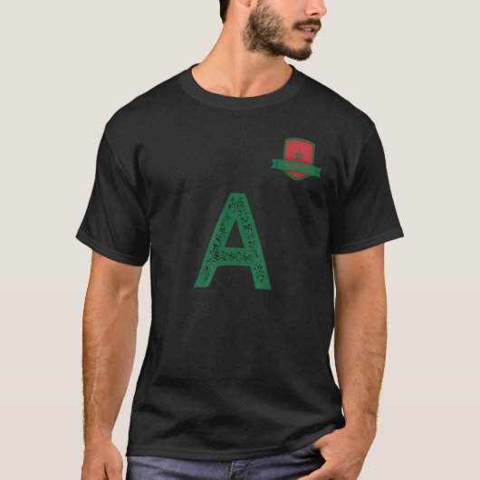 モロッコ人国旗のグループアパレル – モロッコ文字 Tシャツ (正面)