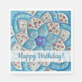 モロッコ伝統的ターコイズブルーハッピーバートデイ スタンダードランチョンナプキン (正面)