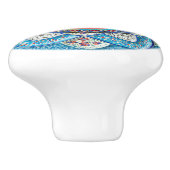 モロッコ伝統的ターコイズブルーモノグラムの セラミックノブ (側面)