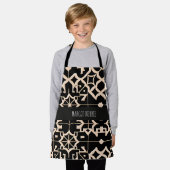 モロッコ伝統的テクスチャベージュモダンパターン エプロン (着用した状態)